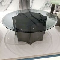 Mobilier moderne de salon Ensemble table basse en verre trempé Base SS Table basse ronde Prix de gros Usine Foshan