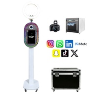 Cabina de Fotos con Pantalla Táctil de 15.6 Pulgadas, Soporte de Aluminio, Cabina de Fotos con Espejo para Selfies DSLR con Opción de Impresora y Cámara