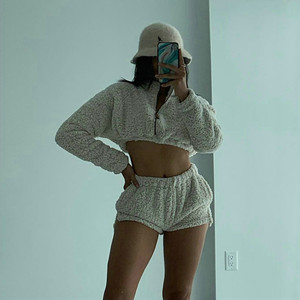 <span class=keywords><strong>Pigiama</strong></span> <span class=keywords><strong>Peluche</strong></span> Delle Donne 2 Pezzo Set di Usura Delle Donne Sexy Pantaloncini Del <span class=keywords><strong>Pigiama</strong></span> Usura del Salotto Set - Product Image 6