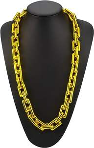 Collar <span class=keywords><strong>de</strong></span> Cadena Gruesa Chapada en Oro, Estilo Hip Hop, Joyería <span class=keywords><strong>de</strong></span> Plástico con Letras, Accesorio <span class=keywords><strong>de</strong></span> <span class=keywords><strong>Disfraz</strong></span> <span class=keywords><strong>de</strong></span> los 80s y 90s para Hombres y Mujeres - Product Image 2