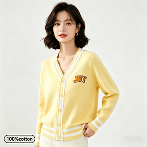 <span class=keywords><strong>Cardigan</strong></span> da <span class=keywords><strong>Donna</strong></span> con Logo Personalizzato, <span class=keywords><strong>Cardigan</strong></span> in Maglia Tinta Unita, Design 100% <span class=keywords><strong>Cotone</strong></span> Lavorato a Maglia, Casual e Minimalista - Product Image 2