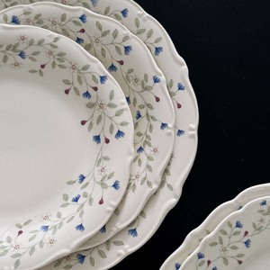 Flotteur de fleurs bleues vintage 12 "10" 8 "assiette à dîner en céramique de grande taille assiette de fête de mariage gâteau de thé de l'après-midi - Product Image 4
