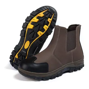 Sunland safety shoes boots rubber men's work mens outdoor shoes safety welding shoes for welder warehouse leather safety boots