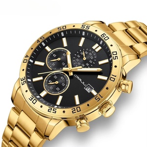 Nuevo Reloj de Cuarzo Multifunción para Hombre, Calendario, Acero Inoxidable Dorado, Cronógrafo, 3ATM, Luminoso, Casual, Venta al Por Mayor - Product Image 3