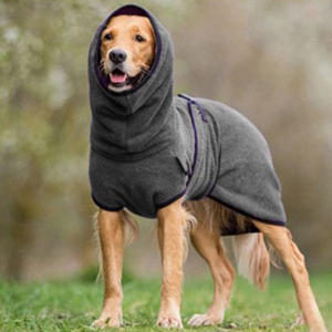 Roupas para Animais de Estimação em Fleece para Inverno/Outono, Hoodies com Capuz em Roxo, Azul e Cinza para Manter <span class=keywords><strong>Labrador</strong></span> e Cães Grandes Aquecidos - Product Image 4