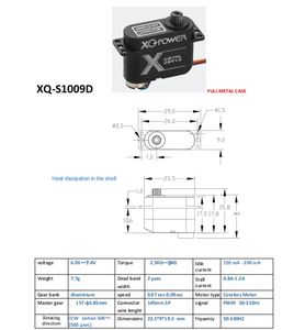 XQ Power S1009D 3kg.cm 7.4V Mini Servo Numérique 360° °   Entièrement en métal, longue durée de vie, faible consommation d'énergie pour <span class=keywords><strong>hélicoptère</strong></span> RC, drone à aile fixe - Product Image 3