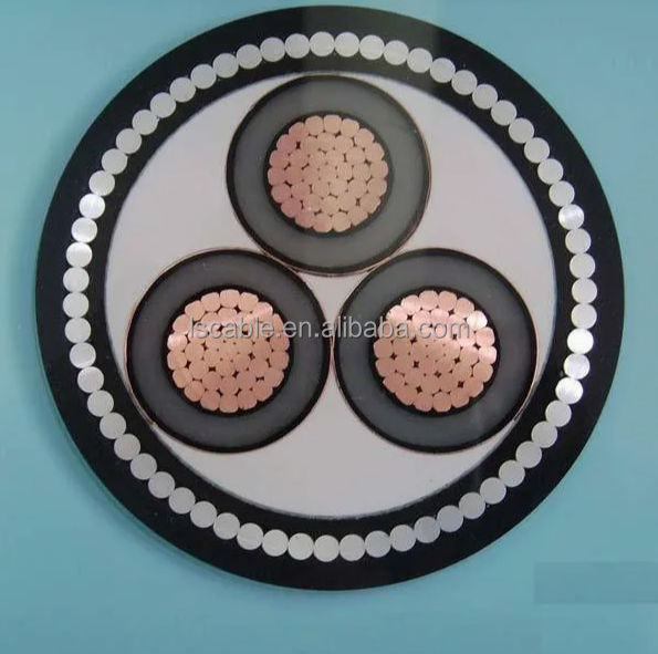 Yjy Copper XLPE 3 Core PE Jacket Halogen-free Flame Retardant Medium Voltage Power Cable ISO9001/CCC for for Underground