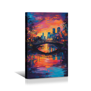 Colorido Cityscape Canvas: Vibrante Urban Sunset Art Canvas Print Canvas Arte para Home Kitchen <span class=keywords><strong>Decor</strong></span> - Product Image 2
