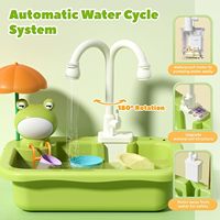 Wastafel Mainan Plastik Elektrik dengan Air Mengalir - Keran Mainan Wastafel Dapur, Aksesoris Mainan Kolam Memancing Mengambang