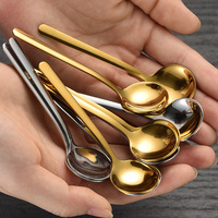 Mini cuillère dorée en acier inoxydable 304, design moderne, petite taille, pour desserts, miel, glaces, assaisonnements, fêtes, 10 cm, mini cuillère à café