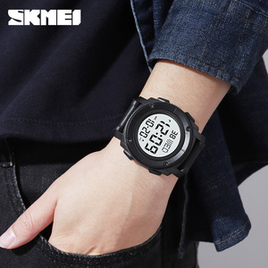 Skmei Men's Digital Sports Watch Black Waterproof Electronic Watch For Students Youth Multi Functional With Glow In Dark Feature - Product Image 3