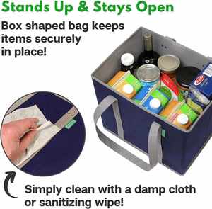 Sac de courses pliable réutilisable robuste, grand sac en non-tissé pliable à plat, sac d'épicerie, lot de 3 - Product Image 2