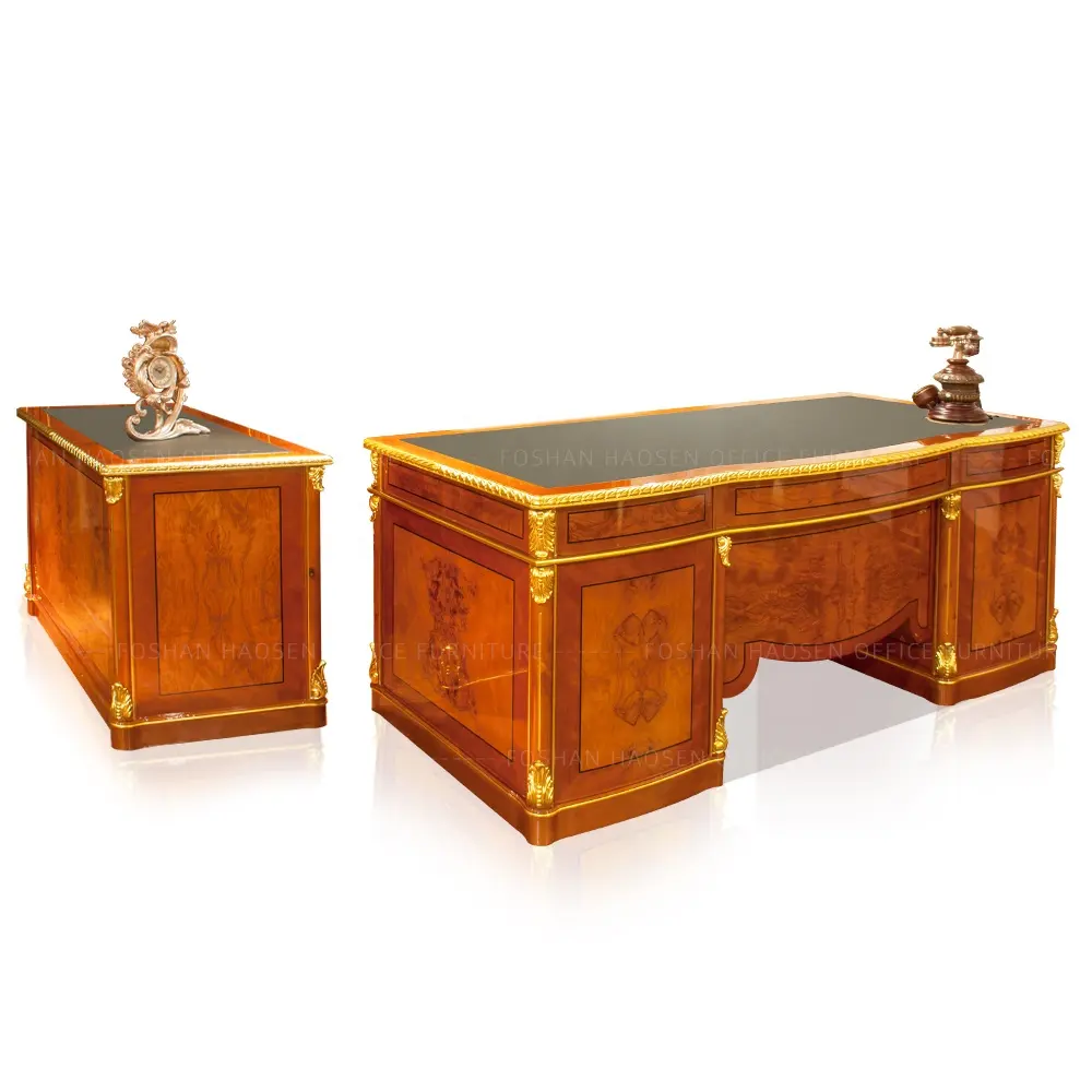 Bureau en bois massif de luxe pour le bureau, set de bureau ou de bureau personnalisé, 0828