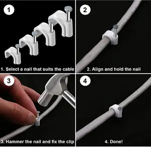 Kreis kabel clips mit Stahl nagel, 10mm, 100 teile/paket