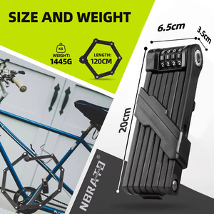 Lucchetto <span class=keywords><strong>Antifurto</strong></span> per Bicicletta in Acciaio Temprato Resistente con Codice a 4 Cifre e Catena Pieghevole da 120cm - Product Image 3