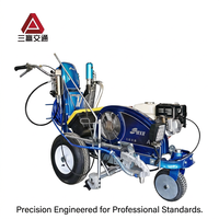 Máquina de Señalización Vial SanWin de Empuje Manual, Pulverización en Frío de Alta Presión, Doble Pistola, Flujo de 9L/min, Motor de 6.5HP, Ajustable