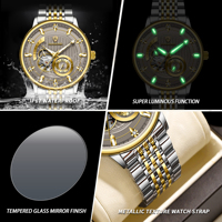 BINBOND 2026 Nuevo Modelo Original Relojes de Lujo para Hombre Correa de Acero Resistente al Agua Reloj Mecánico Luminoso para Hombre