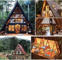 Villa de Luxe Préfabriquée Quacent à Ossature en A, Maison Modulaire Isolée de Faible Hauteur, Petite Maison Triangle pour Appartement, Chalet Préfabriqué