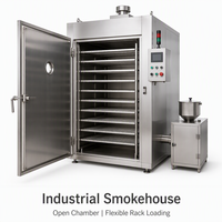 Four de cuisson et de fumage de viande ZX1/1, capacité 250 kg, chauffage vapeur par lots, contrôle PLC pour saucisses, jambon, bacon et produits de la pêche