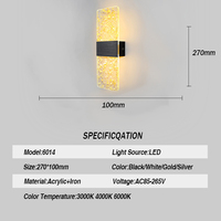 Applique murale moderne en acrylique noir 6W LED Design à angle droit pour décoration intérieure de luxe pour chambre salon couloir escalier utilisation