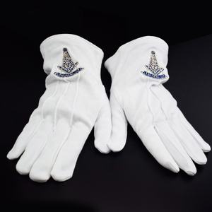 Guantes Blancos de Algodón con Bordado Masónico Personalizado de Alta Calidad, Guantes Masónicos Blancos con Logo del Arco Real - Product Image 3