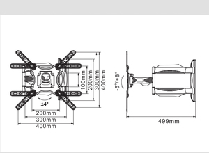 Tlit Full Motion <strong>for</strong> 17"-<strong>55</strong>" <strong>Inch</strong> LED/LCD Display <strong>TV</strong> <strong>Bracket</strong> - Product Image 2