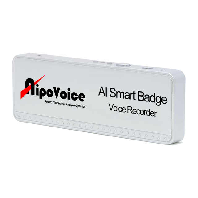 AipoVoice AI WiFi Smart Badge Voice Recorder 12 Hours Continuous Recording MP3 32GB Capacity USB Connector Transcription