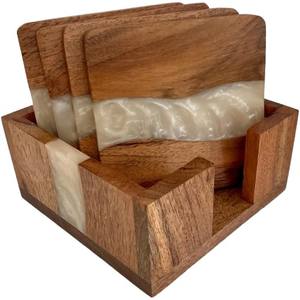 Sous-verres en bois de résine faits à la main de haute qualité sous-verres modernes sous-verres en bois de résine sous-verres personnalisés bas prix fini pour l'exportation - Product Image 1