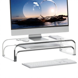 Soporte Elevador de Monitor Doble de Acrílico YG, Soporte Modular de 2 Niveles para Laptop, Organizador Multifuncional de Escritorio - Product Image 2