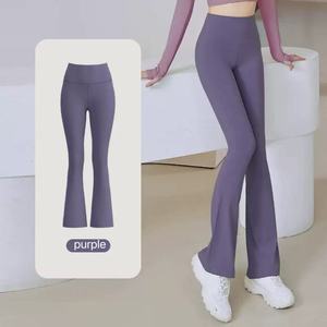 Ventes chaudes – Pantalon de yoga évasé sans couture blanc à logo personnalisé, très élastique, pour femme, idéal pour la gym, la <span class=keywords><strong>danse</strong></span> et la course à pied - Product Image 4