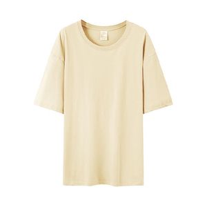 T-<span class=keywords><strong>shirt</strong></span> basique en coton pour <span class=keywords><strong>femme</strong></span>, 180 grammes, col rond oversize, manches courtes, hauts décontractés multicolores - Product Image 4