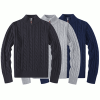 Pull en Coton Tricoté Personnalisé pour Homme – Polo d'Hiver à Col Zippé, Style Décontracté de Luxe, Broderie Faite Main
