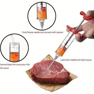 Jeringa Inyectora de Carne Ecológica de Plástico con 3 Agujas para Marinado, para Cocina Casera, Barbacoa, Kit de Marinado para Pavo - Product Image 3