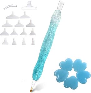 Kim cương nghệ thuật sơn khoan hạt bút phụ kiện công cụ kitdiamond sơn khoan bút placers đầu và đất sét tỏa sáng màu xanh - Product Image 1