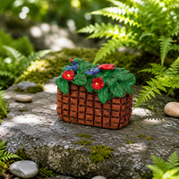 Ornement de panier de fleurs miniature en résine fait main transfrontalier, pour paysage miniature, décoration de jardin secret et aménagement d'aquarium