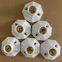 Douille de plafonnier octogonale en céramique E27, support de lampe à vis, résistante aux hautes températures 250V