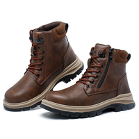 Chaussures de travail DianSen 861 en cuir microfibre imperméable, anti-perforation, bottes de sécurité hautes, pour la construction, l'usine, avec embout en acier