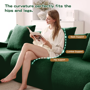 Ensemble de canapé convertible 4 places, design moderne, tissu Teddy de haute qualité, aucun assemblage requis, accoudoirs incurvés pour un usage en appartement - Product Image 3