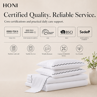 HONI Ensemble de literie classique à prix abordable, 100 fils, couleur unie, durable, avec drap plat, pour tous les âges