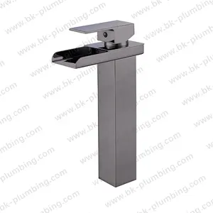 Robinet de lavabo de toilette noir pistolet de robinet de lavabo en métal gris haut robinet de lavabo simple avec Installation montée sur le pont