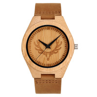 Jam Tangan Kayu Klasik Mewah dengan Motif Kepala Rusa Jam Tangan Kayu Pria