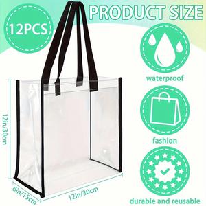 Waterproof <b>Large</b> Transparent Pvc Shopping <b>Bag</b> With Handles Clear Tote <b>Bags</b> for Work Beach Sports Promotion <b>Gift</b> - Product Image 4