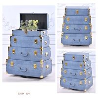 Valise de rangement vintage en similicuir, coffre en bois, lot de 4 avec accessoires métalliques dorés, baul, baule, malle pour emballage cadeau