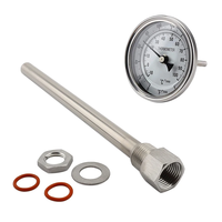 Kit de thermopuits sans soudure pour cloison, 1/2' NPT, thermomètre bimétallique sans soudure de 9 pouces en acier inoxydable, accessoires pour brassage maison