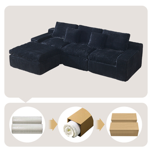 Canapé en tissu compressé en forme de L, sans armature, avec mousse à mémoire de forme, moderne, pour appartement, maison, loft, salon - Product Image 6