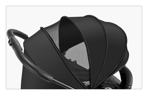 Poussette double usage avant et arrière à quatre roues et quatre freins, avec panier de rangement surdimensionné, idéale pour les repas – Meilleure vente - Product Image 3