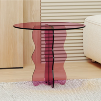 Table basse en acrylique multicolore personnalisée - Ensemble de meubles de patio transparents minimalistes, table et chaises de balcon sur mesure