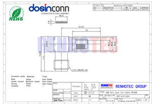 Aerospace Cable Gold Plating <strong>SMA</strong>-<strong>905</strong> Thread Size Diameter Buy <strong>SMA</strong> <strong>Connector</strong> - Product Image 2