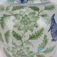 Vase en céramique décoratif de haute qualité RXCG17-A, peint à la main, motif de fleurs et d'oiseaux bleu-vert, pour la décoration de la maison, table d'hôtel