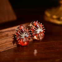 Anting-anting Zirkon Desain Cantik Trendy Bunga Perhiasan Pengantin Pernikahan Lapisan Emas untuk Ulang Tahun Hadiah Antialergi untuknya